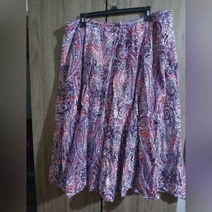 CJ Banks Purple and Red Paisley Circle Skirt